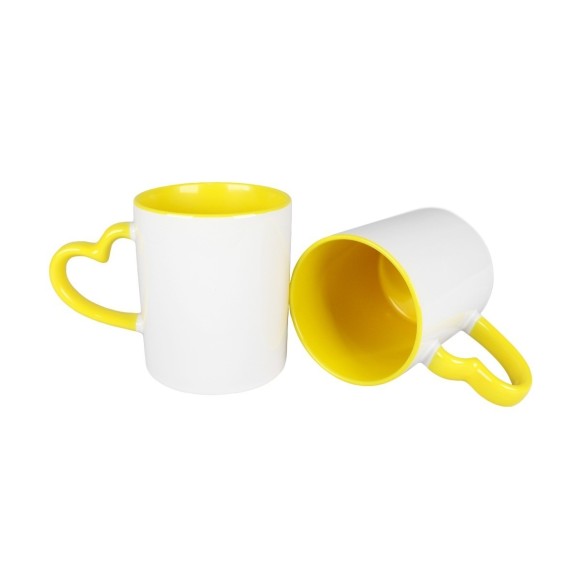 CANECA SUBLIMATICA CER INT CORACAO AMARELO 325ML CD2946