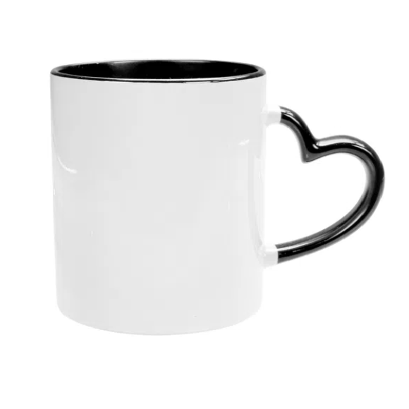 CANECA SUBLIMATICA CER INT CORACAO PRETO 325ML