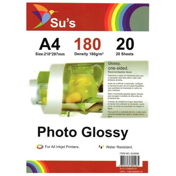 PAPEL GLOSSY A4 180G C/20 SUS