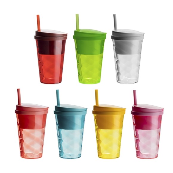 SNACK CUP 400ML CORAL TRANSPARENTE  NEOPLAS