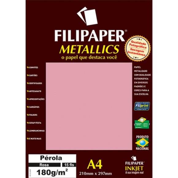 PAPEL FILIPAPER PEROLA 15FLS 180G - ROSA